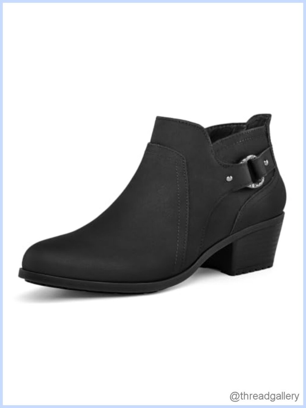 Women's Ankle Boots Chunky Block Heel Side Zipper Booties